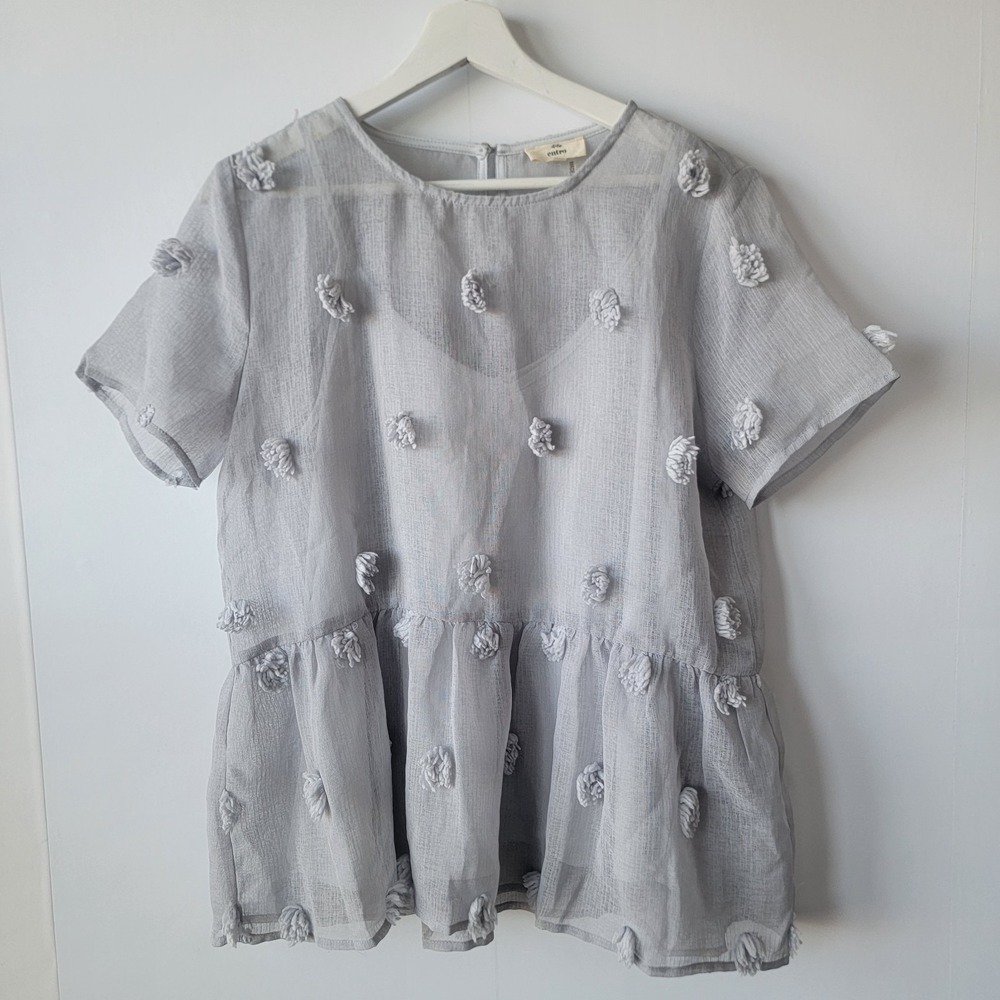 entro women's swiss dot Sheer top size M Romantic Minimalist Soft Girl